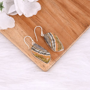 Pendientes colgantes de latón chapado en plata con piedra preciosa de jaspe Boho Bumble Bee, novedad, gran venta, para mujer, regalos, joyería - Product Image 3