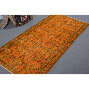 Tapis turc vintage grande surface 3.1x6.1ft Rectangle Patchwork Design en laine vert orange support en latex pour couloir chambre - Product Image 2