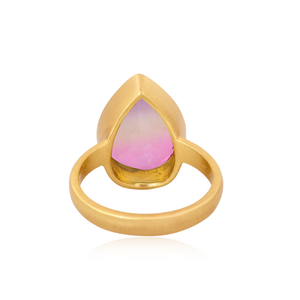 Bio Ametrine Doublet Quartz Gemstone Plaqué Or Bague Designer Laiton Bagues De Mode Fabricant Bijoux Vintage Collection - Product Image 2