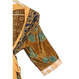 Indian Recycled Sari Women's Handmade <b>Long</b> Floral Kimono <b>Dressing</b> <b>Gown</b> Thermal Breathable Night Maxi Ethnic Robe Spring Autumn - Product Image 5