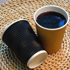 Gobelets en papier de carton à double paroi écologique personnalisée, ondulation, avec couvercle compostable, gobelets jetables à emporter pour les parties de thé décalés - Product Image 4