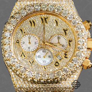 Montre à quartz de luxe de qualité supérieure en acier inoxydable 20 mm, style affaires/mode, cadran romain, verre entièrement serti de diamants, mouvement ETA - Product Image 4