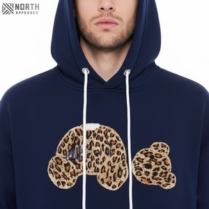 Top de broderie avec logo personnalisé hip hop vintage avec appliques lavées à la pierre sweats à capuche respirants doux confort réversible - Product Image 4