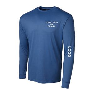 Camiseta Deportiva de Manga Larga con Logotipo Personalizado, Azul, de Secado Rápido, de Poliéster, para Hombre y Mujer - Product Image 1