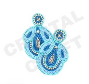 Purple Gold <b>Football</b> Beaded <b>Earrings</b> for Women Patriotic Orange White Blue Colour for Wedding or Memorial Day - Product Image 3