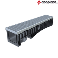 Caniveau de drainage extérieur moderne en HDPE noir certifié CE, modèle EVOMAX 150 italien innovant, avec système de fixation de grille galvanisée B125