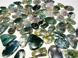 อัญมณีสีเขียวทรงหลังเบี้ยของมอสธรรมชาติสำหรับทำเครื่องประดับรูปทรงต่างๆรูปไข่ขัดเงา - Product Image 2