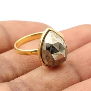 RJR0072 pirita piedra preciosa Natural joyería a granel 12x16mm pera genuina eternidad Vermeil mujeres plata esterlina 925 anillo de dedo de boda - Product Image 3