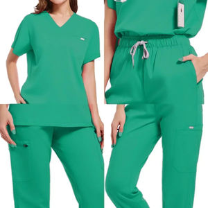 Conjunto de uniforme médico con logotipo personalizado para mujer, de algodón con cuello en V uniforme de enfermera, pantalones para correr, ropa de hospital cómoda - Product Image 4