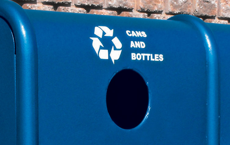 Double Recycling Bins Metal Durable Trash Can Big Size Outdoor Dustbin in Street Park