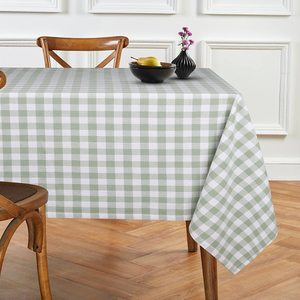 Mantel de algodón 100% de tamaño personalizado, textil para el hogar a cuadros grises para bodas y fiestas para uso en exteriores - Product Image 1