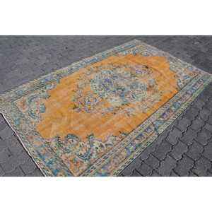 พรมตุรกีขนาดใหญ่ 5.2x8.3 ฟุต ลายพรางสีเหลืองวินเทจ - Product Image 3