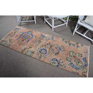 Vintage Turkish <b>Runner</b> Rug 2.5x6.5 ft, <b>Red</b> Blue Camouflage Rug - Product Image 4