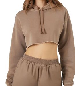 Sudadera corta de servicio OEM de alta calidad hombro caído, conjunto de 2 piezas Joggers pantalones sudadera con sudaderas con capucha en blanco, de gran tamaño - Product Image 5