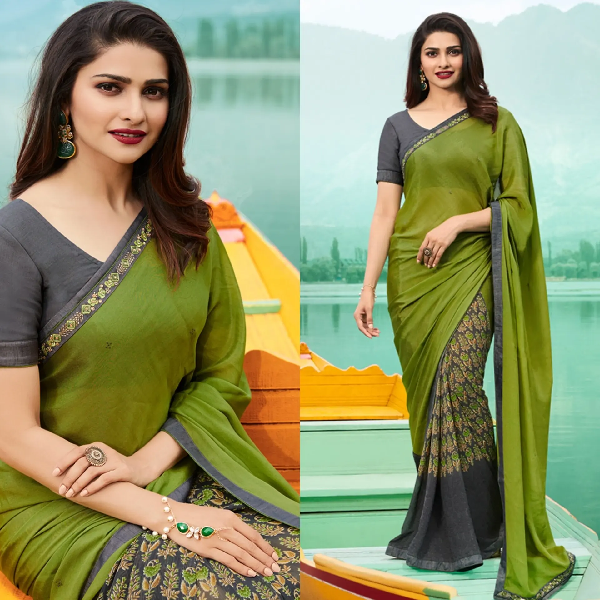 Georgette Fancy Sari Printed Half Half Saree With Blouse SARI SAREE BLOUSE BOLLYWOOD PARTY WEAR NEW DESIGNER WEDDING INDIAN