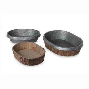 Ventes chaudes de plateaux ovales en bois doublés de galvanisé (lot de 2) - Product Image 4