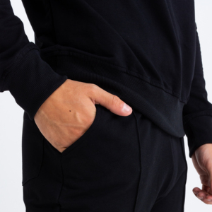Unisex 100% Polyester Ribbed Track Suit Custom Logo Solid Black Men's <b>Hoodie</b> Jogger Sets for <b>Summer</b> Plus Size Winter Sweat Suit - Product Image 5