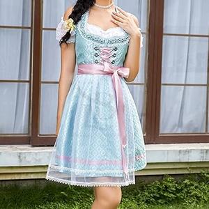 Robe de serveuse bavaroise pour femmes, dirndl, robe d'Oktoberfest avec tablier, costumes de fête, déguisement d'Halloween, grande taille S-5XL - Product Image 3