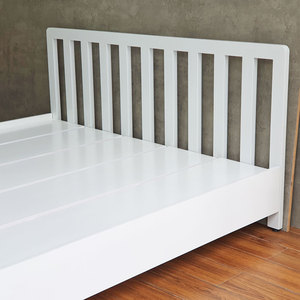 Base de Cama con Estructura de Hierro de Diseño Minimalista, con Madera de Caucho, Ensamblaje Estable, Acero Pintado en Blanco/Negro GN68049 - Product Image 3