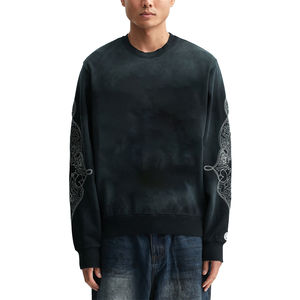 Sweat-shirt en molleton à col rond uni pour homme, fabrication OEM, manches longues, haute qualité, logo personnalisé - Product Image 3