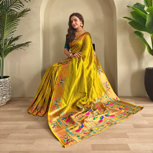 Nueva llegada fiesta boda Sari en pura seda Paithani suave con diseño de lunares y rico antiguo Zari tejido Sari - Product Image 1