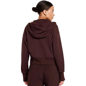 À la mode demi-fermeture éclair Crop haut à manches longues col roulé sweat à capuche pour les femmes un mélange parfait de confort décontracté et de style moderne - Product Image 4