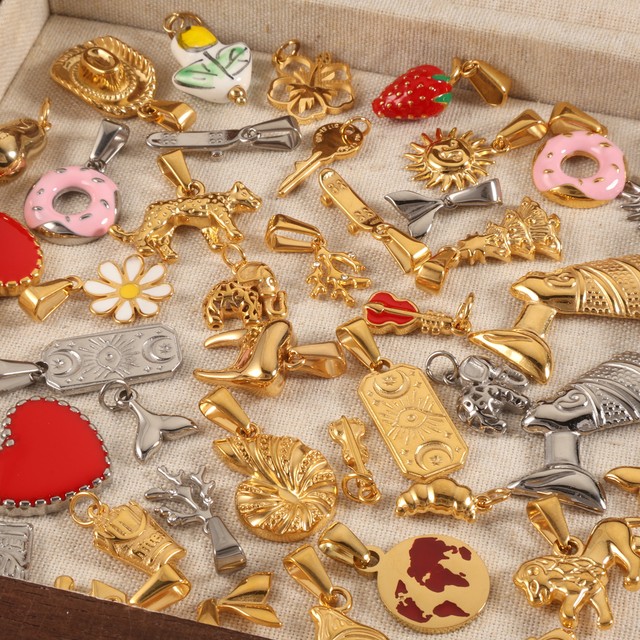 Waterproof Diy Charm - Trendy Bulk 316L Stainless Steel 18k Gold Plated Suitcase Camera Cowboy Hat Charm Factory Direct In-Stock