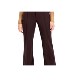 INC International Concepts Pantaloni a gamba svasata a vita alta color marrone French Roast, taglia 12, antipiega e traspiranti, con motivo floreale - Product Image 3