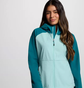 Vente en gros Veste softshell à capuche de couleurs unies pour femmes bleues Vestes softshell à manches longues coupe-vent pour la course à pied en plein air pour femmes - Product Image 6