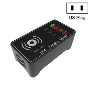A7 100W USB ที่ชาร์จในรถยนต์พร้อม 4x PD 20W QC3.0 และ 15W สำหรับอะแดปเตอร์ปลั๊ก QI ไร้สายของสหรัฐอเมริกา - Product Image 1