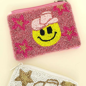Organisateur de maquillage multifonctionnel et porte-monnaie pour femmes, dernier cri, fermeture éclair, tissu en toile fait à la main avec des perles - Product Image 1