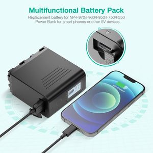 Lot de 2 batteries NP-F970 FirstPower avec écran LCD de sortie USB, compatible avec le moniteur de lumière vidéo Sony Handycam, remplacement - Product Image 3