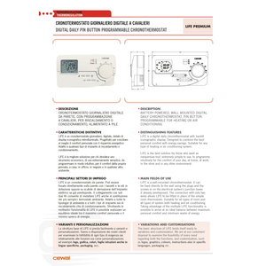 เครื่องควบคุมอุณหภูมิแบบดิจิตอล Cewal Life Premium Daily สำหรับระบบ HVAC ในบ้าน - Product Image 2