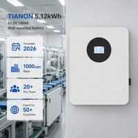 Batterie murale hybride intelligente à écran tactile LiFePO4 25,6 V 200 Ah 5 kWh avec onduleurs compatibles WiFi CAN/RS485