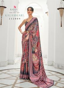 New Designer Pure Silk Crepe Digital <b>Printed</b> Sarees Running <b>Office</b> Wear Sarees with Matching Blouse with Low Rate India - Product Image 4