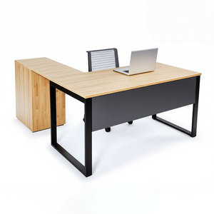 โต๊ะคอมพิวเตอร์รูปตัว L พร้อมขาตู้ไม้ธรรมชาติ HBRT070 - Product Image 1