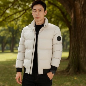 Men Casual Puffer Jacket Winter Coat with <b>Zip</b> Closure Warm Outerwear for Fall & Winter Puffer Coat for Men - Product Image 2