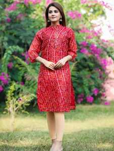 Kota doria Silk kurta kurta bandhani bandhej ชุดฤดูร้อนพิมพ์ลาย kurta สำหรับผู้หญิงของขวัญอินเดียปากีสถาน