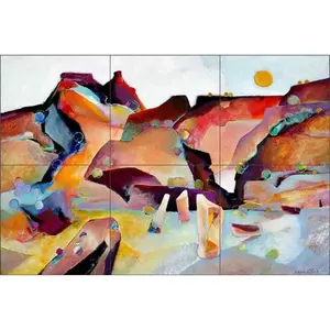 Warren Cullar Mountain Art Mural de cerámica WC172 Azulejo de pared abstracto Backsplash Murales de pared de cerámica modernos - Product Image 1