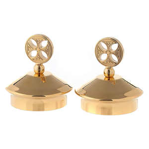 Vinagreras de latón chapadas en oro con parte superior cruzada para suministros de Iglesia Artículo de uso decorativo - Product Image 3