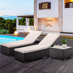 Patio extérieur Salon de jardin Chaise longue en osier Rotin Daybed pour piscine Club Villa Salon-Mobilier d'extérieur durable - Product Image 3
