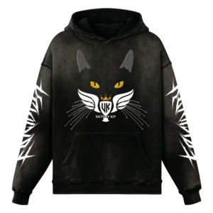 High Quality Custom <b>Black</b> Graphic Hoodie for <b>Men</b> Cat Eyes Print Streetwear Pullover Hooded <b>Sweatshirt</b> - Product Image 1
