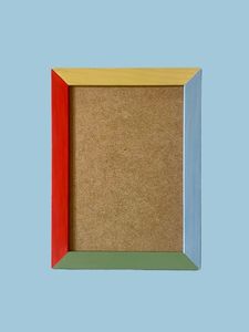 <b>Multi</b> Color Four Tone Painted <b>Wooden</b> <b>Photo</b> <b>Frame</b> Handmade Artistic Rectangular Tabletop Red Green Blue Yellow Decorative Design - Product Image 2