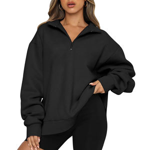 Sudaderas con capucha de otoño vintage para mujer con media cremallera, estilo deportivo popular, bolsillos personalizados y bordados, sudaderas y sudaderas con capucha para mujer - Product Image 4