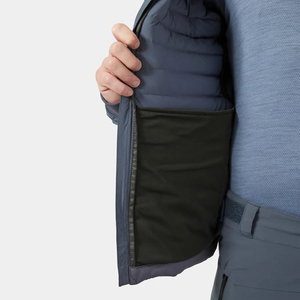 Duck Down Padded Jacket for Men Horizontal Quilting Design Men's Down <b>Coat</b> With Double Collar Double Placket with Slant Pockets - Product Image 6