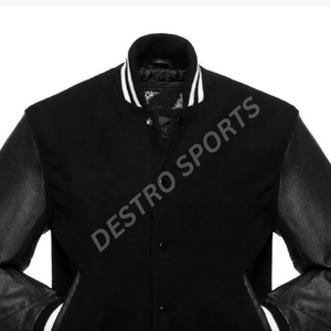 Custom Style Varsity <b>Jacket</b> for Men's Melton Wool <b>Jackets</b> Wholesale Letterman with <b>Leather</b> <b>long</b> Sleeves - Product Image 4