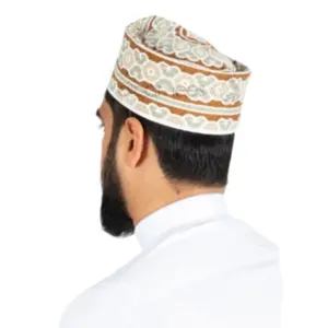 Erkekler için egzotik klasik el yapımı Omani kap Kufi kap müslüman kap şapka namaz müslüman şapka fezi Kufi toptan erkekler tak için