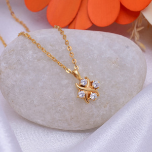 Incroyable collier de fête de mariage ethnique de 45 cm en argent sterling 925, étoile délicate, quatre pierres de zircon, plaqué or 18 carats - Product Image 3