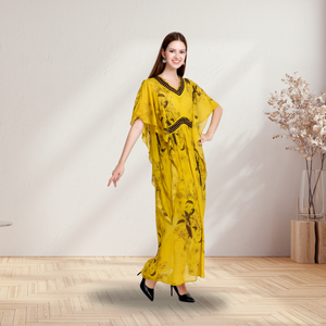Elegante Vestido Maxi Kaftan Occidental con Tela Suave y Fluida para Uso Diario, Vacaciones en la Playa, Salidas a Resorts, Fiestas y Eventos Casuales - Product Image 2