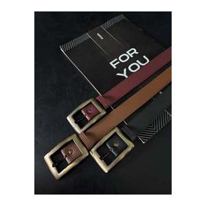 3-Piece Antique Square Gold Buckle Women's Trouser <b>Belt</b>, Jacket <b>Belt</b>, Dress <b>Belt</b>, Shirt <b>Belt</b> - Black-Tan-<b>Burgundy</b>-Antique - Product Image 2